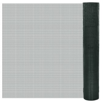 Kippengaas 25x1 m gegalvaniseerd staal met PVC-coating groen 1