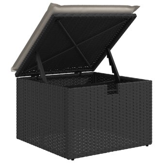 Tuinkruk met kussen 55x55x37 cm poly rattan zwart 7