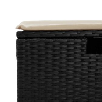 Tuinkruk met kussen 55x55x37 cm poly rattan zwart 8