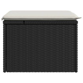 Tuinkruk met kussen 55x55x37 cm poly rattan zwart 5
