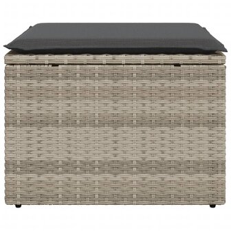 Tuinkruk met kussen 55x55x37 cm poly rattan lichtgrijs 4