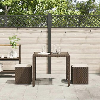 Tuinkrukken met kussens 2 st 40x40x43 cm poly rattan bruin 3