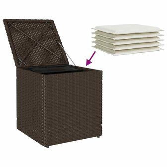 Tuinkrukken met kussens 2 st 40x40x43 cm poly rattan bruin 9
