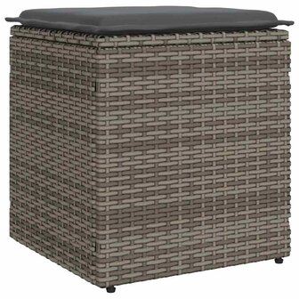 Tuinkrukken met kussens 2 st 40x40x43 cm poly rattan grijs 5