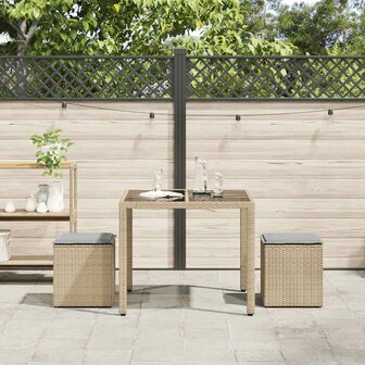 Tuinkrukken met kussens 2 st 40x40x43 cm poly rattan beige 3