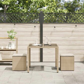 Tuinkrukken met kussens 2 st 40x40x43 cm poly rattan beige 3