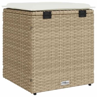 Tuinkrukken met kussens 2 st 40x40x43 cm poly rattan beige 8