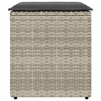 Tuinkrukken met kussens 2 st 40x40x43 cm poly rattan lichtgrijs 4