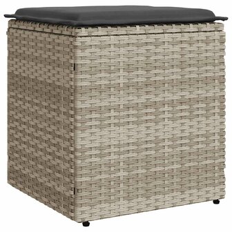 Tuinkrukken met kussens 2 st 40x40x43 cm poly rattan lichtgrijs 5