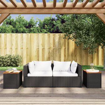 Tuinbijzettafels 2 st 55x34x37 cm hout poly rattan zwart 3