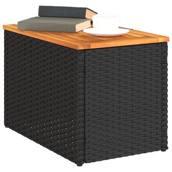 Tuinbijzettafels 2 st 55x34x37 cm hout poly rattan zwart 4