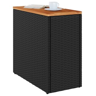 Tuinbijzettafel met houten blad 58x27,5x55 cm poly rattan zwart 4