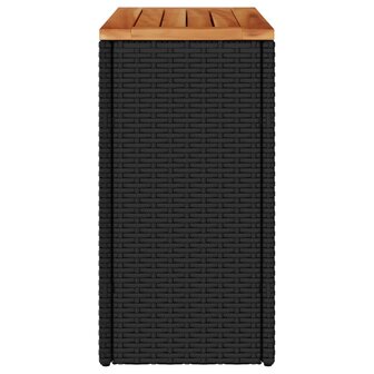 Tuinbijzettafel met houten blad 58x27,5x55 cm poly rattan zwart 6