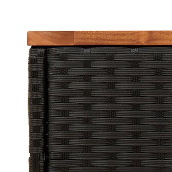 Tuinbijzettafel met houten blad 58x27,5x55 cm poly rattan zwart 9