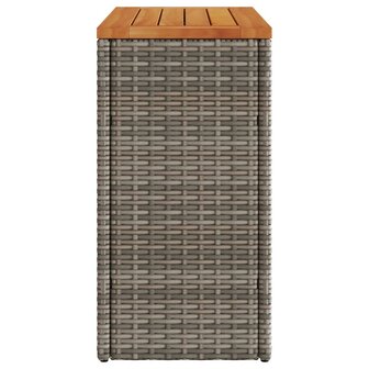 Tuinbijzettafel met houten blad 58x27,5x55 cm poly rattan grijs 6