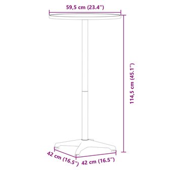 Tuinbartafel in hoogte verstelbaar &Oslash;59,5x70/114,5 cm aluminium 9