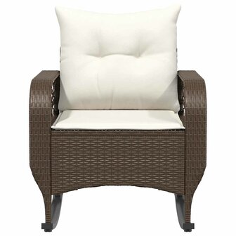 Tuinschommelstoel met kussens poly rattan bruin 4
