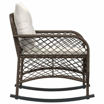 Tuinschommelstoel met kussens poly rattan bruin 5