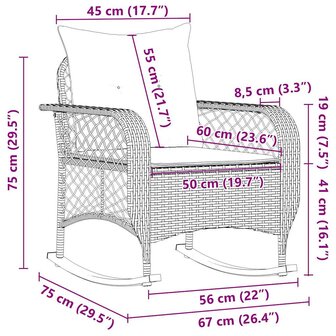 Tuinschommelstoel met kussens poly rattan bruin 9