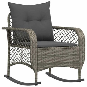 Tuinschommelstoel met kussens poly rattan grijs 2