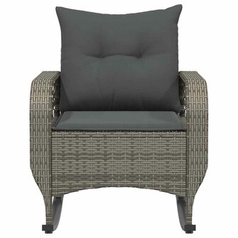 Tuinschommelstoel met kussens poly rattan grijs 4