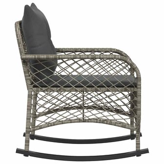 Tuinschommelstoel met kussens poly rattan grijs 5