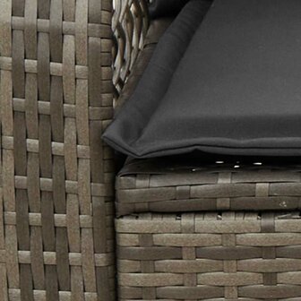 Tuinschommelstoel met kussens poly rattan grijs 7