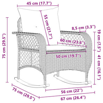 Tuinschommelstoel met kussens poly rattan grijs 9