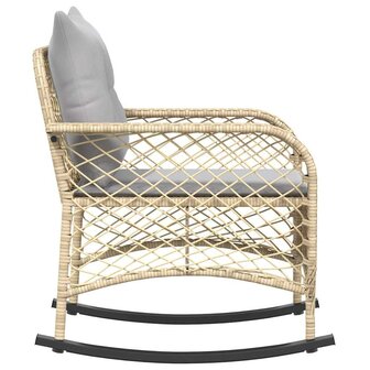 Tuinschommelstoel met kussens poly rattan beige 5
