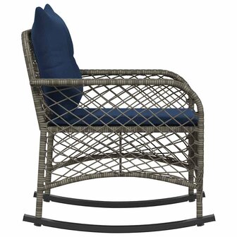 Tuinschommelstoel met kussens poly rattan grijs 5
