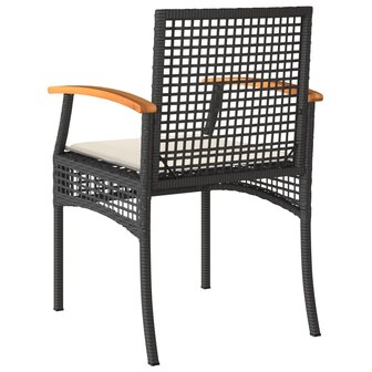 3-delige Bistroset met kussens poly rattan en acaciahout zwart 7