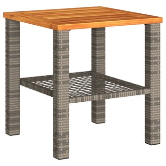 3-delige Bistroset met kussens poly rattan en acaciahout grijs 8