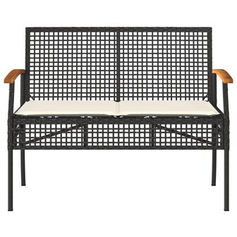 Tuinbank met kussen poly rattan en acaciahout zwart 4