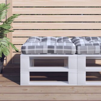 Palletkussen 50x50x12 cm stof ruitpatroon grijs 1