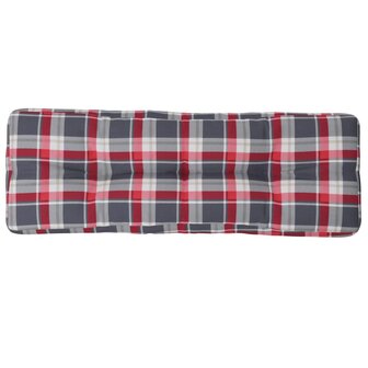 Palletkussen 120x40x12 cm stof ruitpatroon rood 2