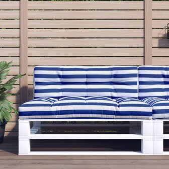 Palletkussen 120x40x12 cm stof gestreept blauw en wit 1
