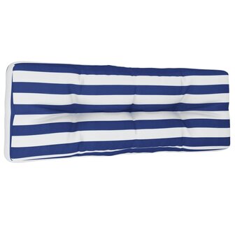Palletkussen 120x40x12 cm stof gestreept blauw en wit 2