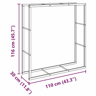 Haardhoutrek 110x30x116 cm staal zwart 8