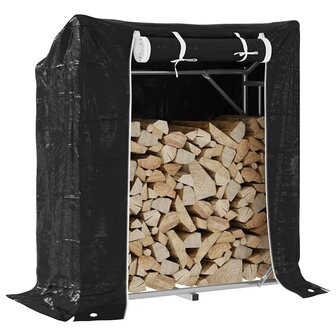 Haardhoutrek met regenhoes 100,5x40,5x110,5 cm staal 1