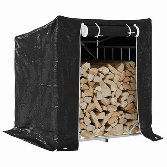 Haardhoutrek met regenhoes 100,5x80,5x110,5 cm staal 1