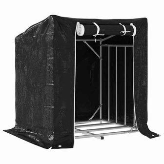 Haardhoutrek met regenhoes 100,5x80,5x110,5 cm staal 2
