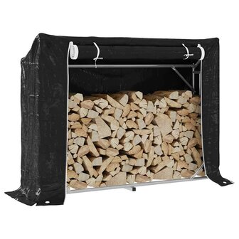 Haardhoutrek met regenhoes 151x40,5x110,5 cm staal 1