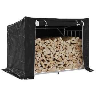 Haardhoutrek met regenhoes 150,5x100,5x110,5 cm staal 1