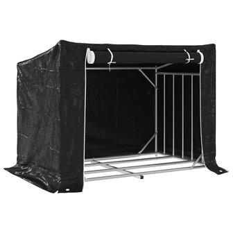 Haardhoutrek met regenhoes 150,5x100,5x110,5 cm staal 2