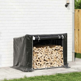 Haardhoutrek met regenhoes 150,5x100,5x110,5 cm staal 3