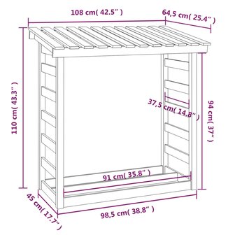 Haardhoutrek 108x64,5x110 cm massief grenenhout 8