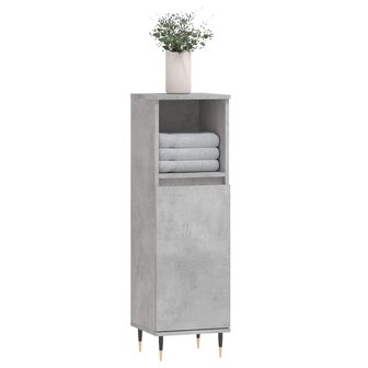 Badkamerkast 30x30x100 cm bewerkt hout betongrijs 3