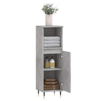 Badkamerkast 30x30x100 cm bewerkt hout betongrijs 4