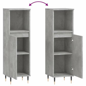 Badkamerkast 30x30x100 cm bewerkt hout betongrijs 9