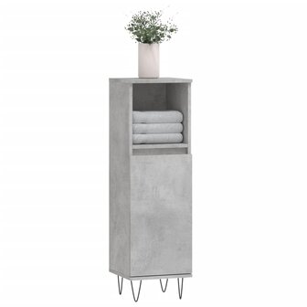 Badkamerkast 30x30x100 cm bewerkt hout betongrijs 3